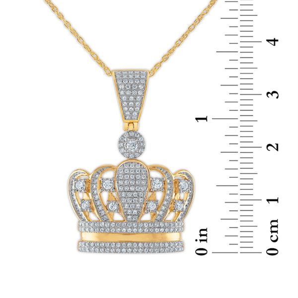 3 4 CTW Diamond Crown 18-inch Pendant in 10KT Yellow Gold Online