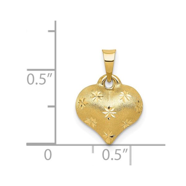 14KT Yellow Gold 16X11MM Diamond-cut Heart Pendant-Chain Not Included Online now