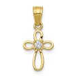 10KT Yellow Gold Cubic Zirconia 20X11MM Cross Pendant. Chain Not Included Supply