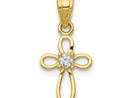 10KT Yellow Gold Cubic Zirconia 20X11MM Cross Pendant. Chain Not Included Supply