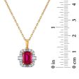 LoveSong EcoLove 8X6MM Emerald Shape Ruby and Diamond Halo 18-inch Pendant in 10KT Yellow Gold Online now