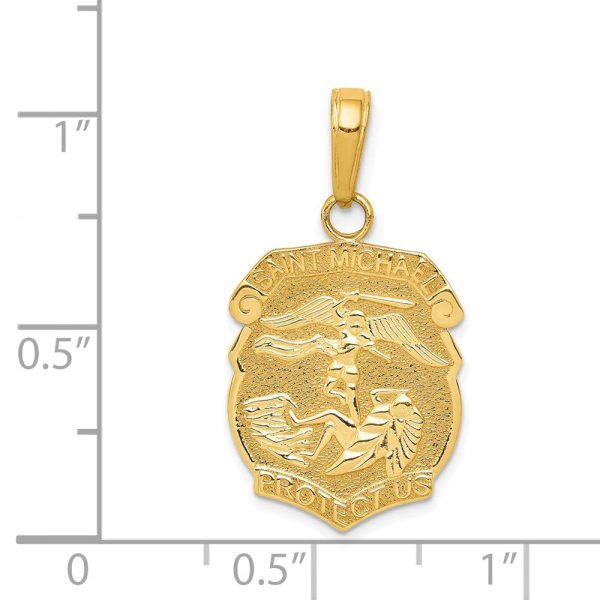 14KT Yellow Gold 27X15MM Medal Saint Michael Pendant-Chain Not Included Cheap