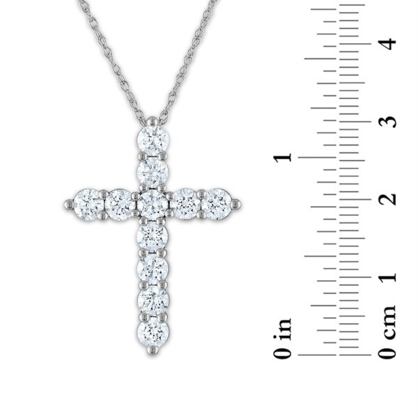 14KT White Gold 2 CTW Diamond 29X21MM 18-inch Cross Pendant Cheap