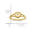 14KT Yellow Gold Childrens Heart Cross Ring; Size 4 Cheap