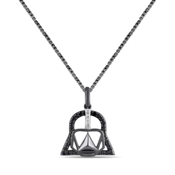 Black and White Diamond Darth Vader™ Pendant in Sterling Silver Online Hot Sale