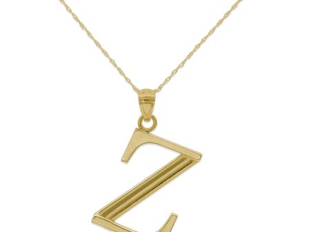 10KT Yellow Gold 18-inch 30MM Initial Pendant; Initial Z For Cheap