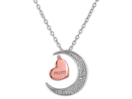 Diamond I Love You To The Moon And Back Mom Heart Diamond Accent Pendant in Rose Gold Plated Sterling Silver Hot on Sale