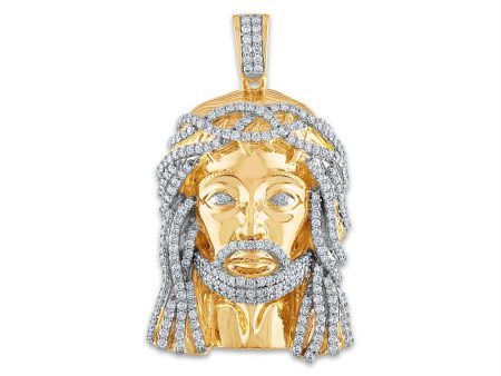 10KT Yellow Gold 2-1 3 CTW Diamond 48X30MM Jesus Christ Pendant. Chain Not Included Discount