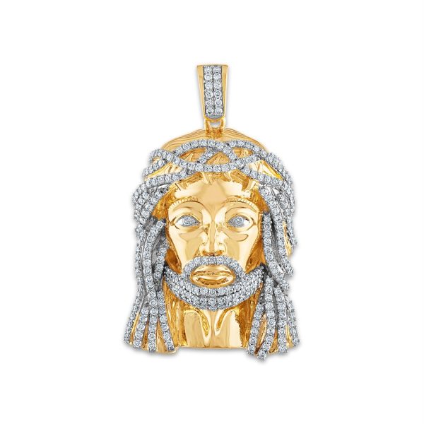 10KT Yellow Gold 2-1 3 CTW Diamond 48X30MM Jesus Christ Pendant. Chain Not Included Discount