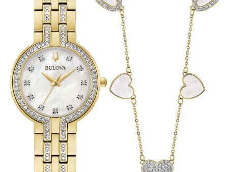 Bulova Crystal Collection Watch and Heart Necklace Set. 98X138 on Sale