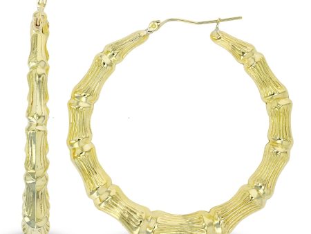 10KT Yellow Gold 50X5MM Hoop Bamboo Earrings Discount