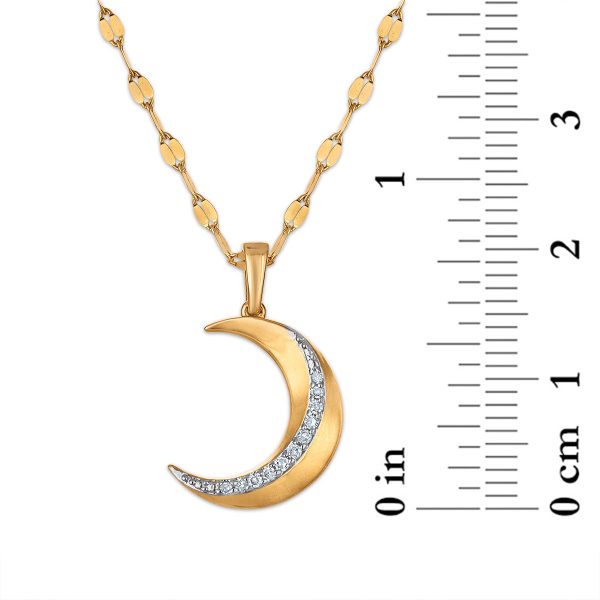 Diamond 18-inch Moon Pendant in 10KT Yellow Gold For Discount