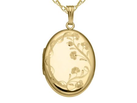 14KT Gold Filled Floral Oval Locket Online Hot Sale