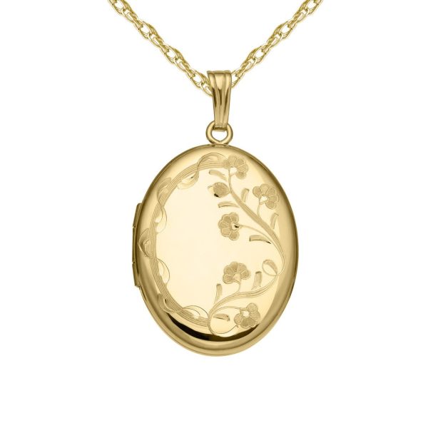 14KT Gold Filled Floral Oval Locket Online Hot Sale