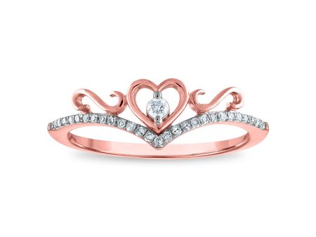 1 10 CTW Diamond Heart Tiara Crown Ring in 10KT Rose Gold For Cheap