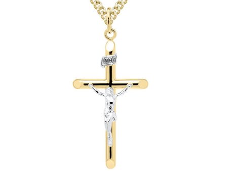 14KT Yellow Gold Filled Two-Tone 24-inch Crucifix Pendant Online Hot Sale