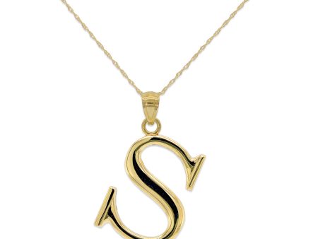 10KT Yellow Gold 18-inch 30MM Initial Pendant; Initial S Sale