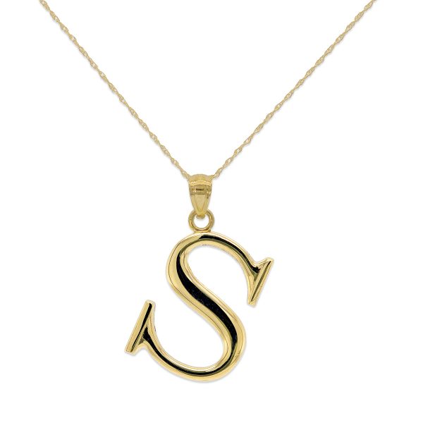 10KT Yellow Gold 18-inch 30MM Initial Pendant; Initial S Sale