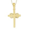 10KT Yellow Gold Diamond Accent 18-inch Infinity Cross Pendant For Sale