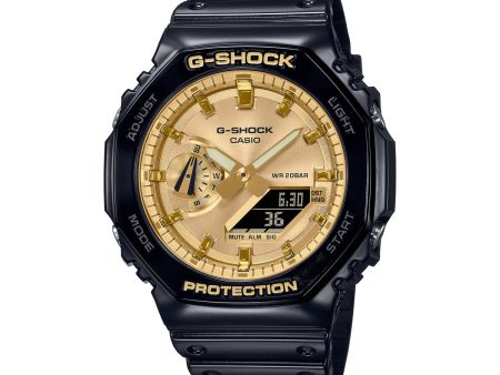 G-Shock 48X45MM Gold Round Dial with Resin Band Strap. GA2100GB-1A For Discount