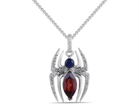 Marvel™ Fine Jewelry Garnet and Diamond Spiderman 18-inch Pendant in Sterling Silver Cheap