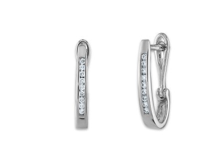 1 10 CTW Diamond Oval Hoop Earring in 10KT White Gold Cheap