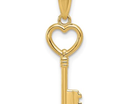 14KT Yellow Gold 23X7MM Heart Key Pendant-Chain Not Included Fashion