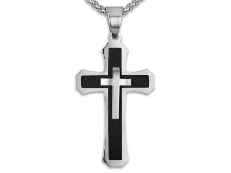 King by Simone I Smith Stainless Steel 24-inch Cross Pendant Hot on Sale