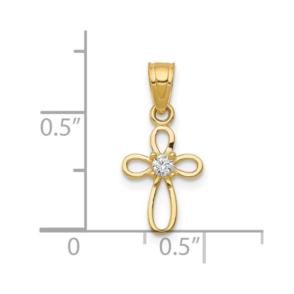 10KT Yellow Gold Cubic Zirconia 20X11MM Cross Pendant. Chain Not Included Supply