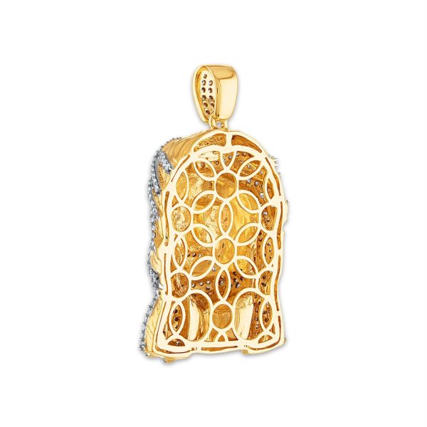 10KT Yellow Gold 2-1 3 CTW Diamond 48X30MM Jesus Christ Pendant. Chain Not Included Discount