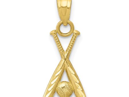 10KT Yellow Gold 20X9MM Diamond-cut Baseball Bat Charm Hot on Sale