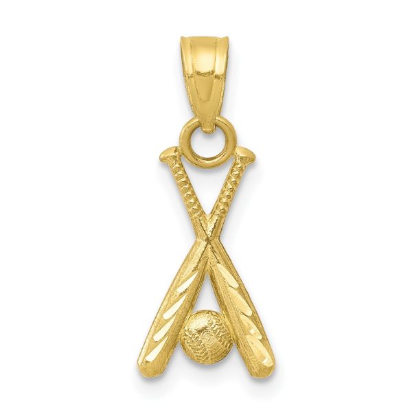 10KT Yellow Gold 20X9MM Diamond-cut Baseball Bat Charm Hot on Sale