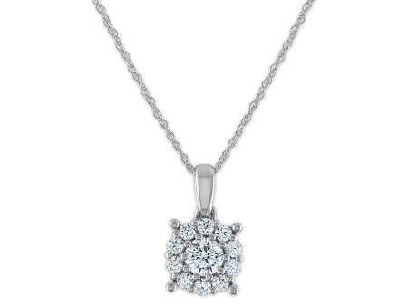 Red Hot Deal  1 2 CTW Round Lab Grown Diamond Cluster 18-inch Pendant in 10KT White Gold Sale