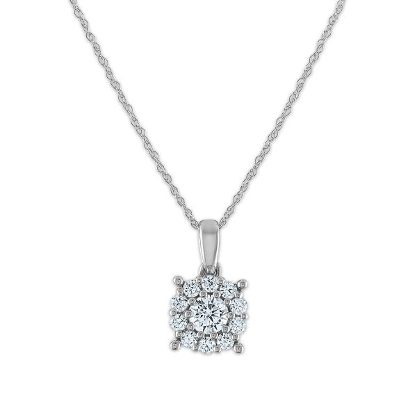 Red Hot Deal  1 2 CTW Round Lab Grown Diamond Cluster 18-inch Pendant in 10KT White Gold Sale