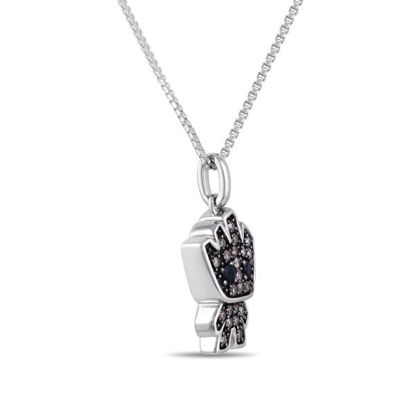 Marvel™ Fine Jewelry 1 5 CTW Champagne Diamond and Onyx Groot™ Pendant in Sterling Silver For Sale