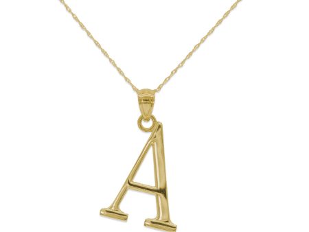 10KT Yellow Gold 18-inch 30MM Initial Pendant; Initial A Online Sale