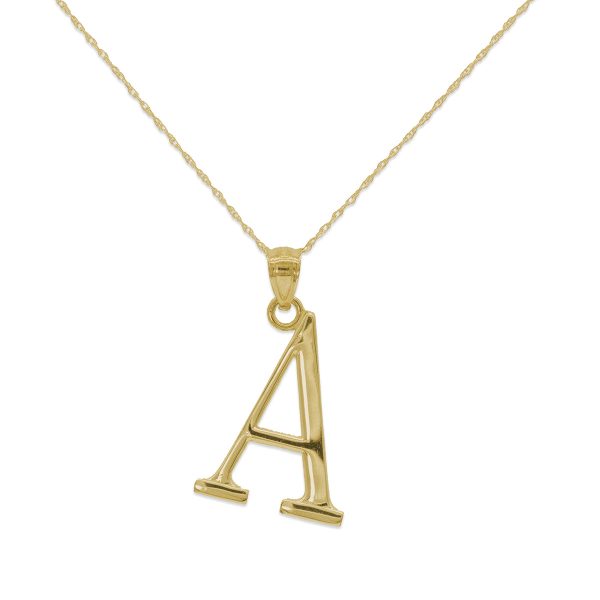 10KT Yellow Gold 18-inch 30MM Initial Pendant; Initial A Online Sale