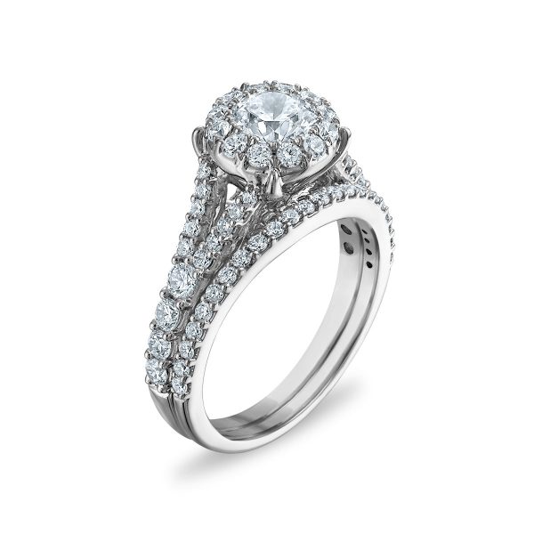 LoveSong EcoLove 2 CTW Lab Grown Diamond Halo Bridal Set in 10KT White Gold Hot on Sale