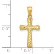 10KT Yellow Gold 25X11MM Diamond-cut Cross Pendant-Chain Not Included Cheap