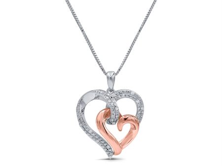 1 10 CTW Diamond 18-inch Heart Pendant in 10KT Rose Gold Plated Sterling Silver For Cheap