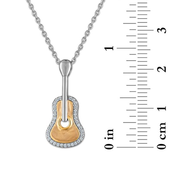 Diamond Accent 18-inch Guitar Pendant in Two-Tone Sterling Silver Supply