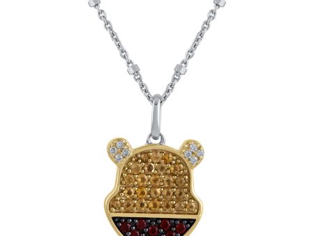 Disney Jewels Citrine, Garnet and Diamond Winnie The Pooh Pendant in Sterling Silver Online