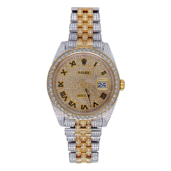 Pre-Owned Rolex Two-Tone Steel & 18K Yellow Gold Oyster Perpetual Datejust with 41X41 MM Pave Diamond Round Dial. 126333 Discount