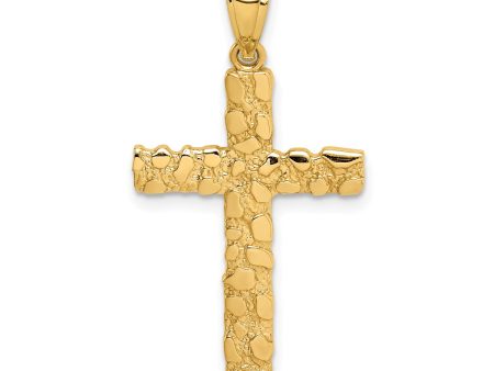 14KT Yellow Gold Nugget Cross Pendant-Chain Not Included on Sale