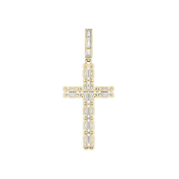 10KT Yellow Gold 1-1 2 CTW Diamond 62X27MM Cross Pendant. Chain Not Included Sale