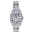 Pre-Owned Rolex Silvertone Stainless Steel Datejust with 36X36 MM Silvertone Diamond Dial. Pave Diamond Sale