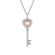 LoveSong 1 16 CTW Diamond Heart Key 18-inch Pendant in Sterling Silver For Cheap