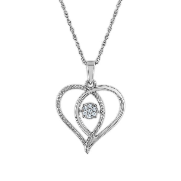 LoveSong 1 10 CTW Diamond Heart 18-inch Pendant in Rhodium Plated Sterling Silver Discount