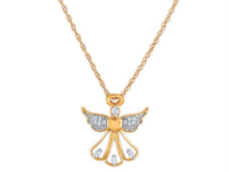 LoveSong 1 14 CTW Diamond Angel 18-inch Pendant in 10KT Yellow Gold Discount