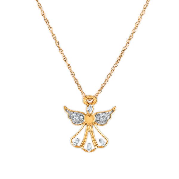 LoveSong 1 14 CTW Diamond Angel 18-inch Pendant in 10KT Yellow Gold Discount